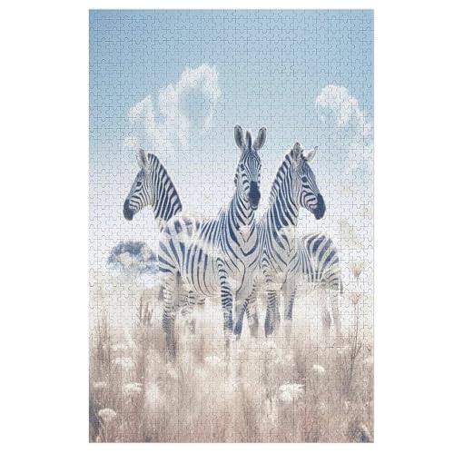 Holzpuzzle Zebra Puzzle 1000 Teile Erwachsene Klassische Pädagogisches Spielzeug Kinder Lernspiel Herausforderndes Puzzles 78×53cm von LCWWW
