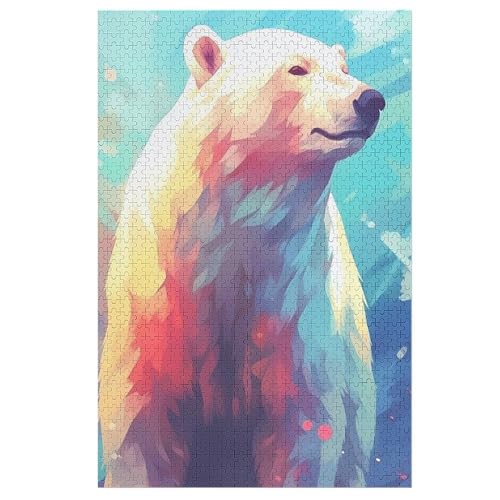 Holzpuzzles 1000 Teile Eisbär -Puzzle Für Jungen Und Mädchen, Schwierigkeitsgrad, Lernspiele, Familienspielzeug 78×53cm von LCWWW
