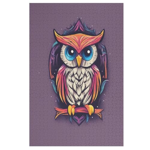 Holzpuzzles 1000 Teile Eule -Puzzle Für Jungen Und Mädchen, Schwierigkeitsgrad, Lernspiele, Familienspielzeug 78×53cm von LCWWW