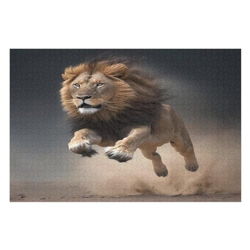 Holzpuzzles 1000 Teile Löwe -Puzzle Für Jungen Und Mädchen, Schwierigkeitsgrad, Lernspiele, Familienspielzeug （75×50cm） von LCWWW