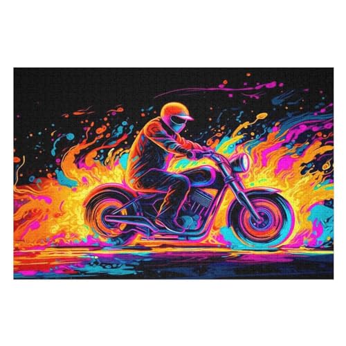 Holzpuzzles 1000 Teile Motorrad -Puzzle Für Jungen Und Mädchen, Schwierigkeitsgrad, Lernspiele, Familienspielzeug （75×50cm） von LCWWW