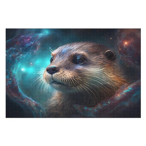 Holzpuzzles 1000 Teile Otter -Puzzle Für Jungen Und Mädchen, Schwierigkeitsgrad, Lernspiele, Familienspielzeug （75×50cm） von LCWWW