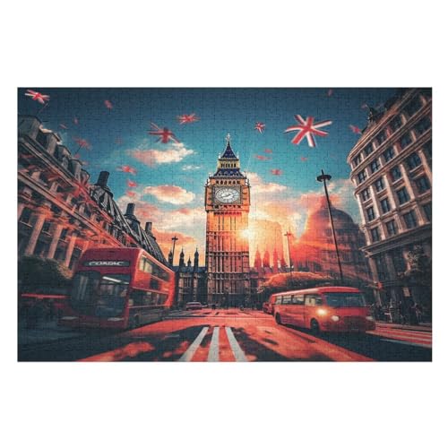 Holzpuzzles 1000 Teile Stadtbild von London -Puzzle Für Jungen Und Mädchen, Schwierigkeitsgrad, Lernspiele, Familienspielzeug （75×50cm） von LCWWW
