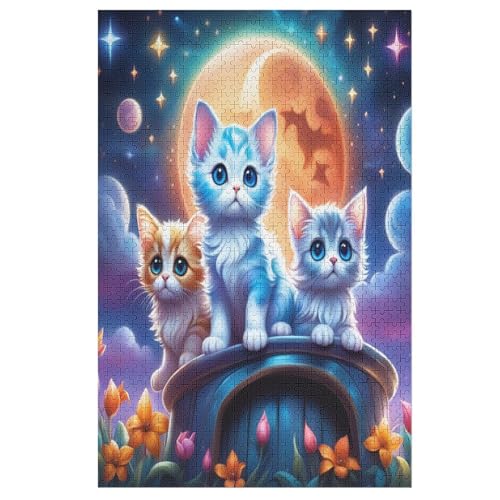 Holzpuzzles 1000 Teile Sternenhimmel Katze -Puzzle Für Jungen Und Mädchen, Schwierigkeitsgrad, Lernspiele, Familienspielzeug 78×53cm Holzpuzzles 1000 Teile Sternenhimmel Katze -Puzzle Für Jungen Und Mädchen, Schwierigkeitsgrad, Lernspiele, Familienspielzeug 78×53cm von LCWWW