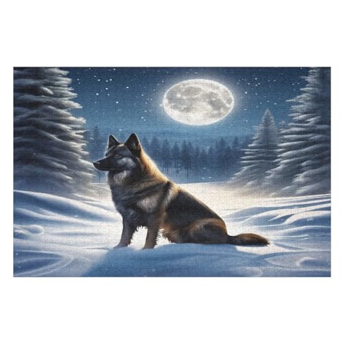 Holzpuzzles 1000 Teile Wolf -Puzzle Für Jungen Und Mädchen, Schwierigkeitsgrad, Lernspiele, Familienspielzeug （75×50cm） von LCWWW