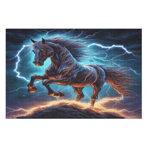 Horse 1000 Teile Premium-Puzzles Für Erwachsene Kinder- Holzpuzzles Spaß Und Lernspiele - Perfekte Puzzle-Geschenke （75×50cm） von LCWWW