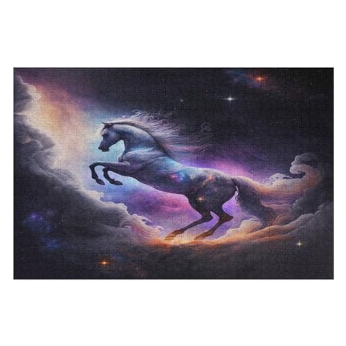 Horse Holzpuzzle 1000 Teile Klassische Puzzles Erwachsene Kinder Puzzle DIY Kit Holzspielzeug Einzigartiges Geschenk （75×50cm） von LCWWW