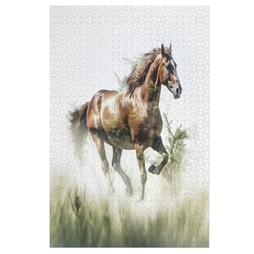Horse Holzpuzzle 1000 Teile Klassische Puzzles Erwachsene Kinder Puzzle DIY Kit Holzspielzeug Einzigartiges Geschenk 78×53cm von LCWWW