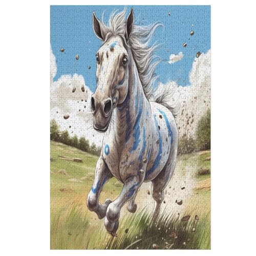 Horse Puzzle, Puzzles Für Erwachsene Kinder, 1000 Teile Holzpuzzle, Für Jugendliche Herausforderungsspielzeug 78×53cm von LCWWW