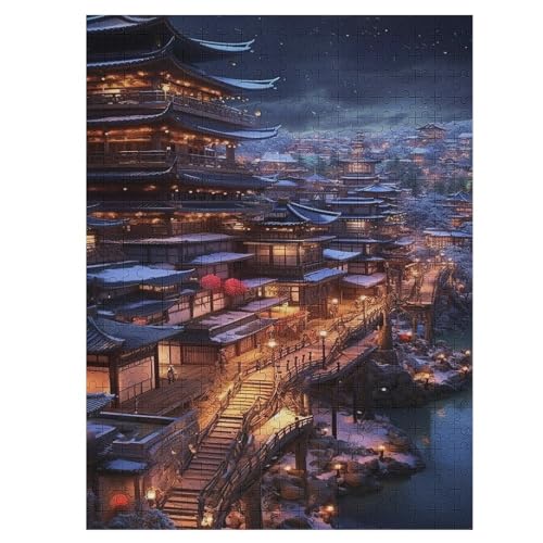 Japan Style Holzpuzzle 500 Teile Klassische Puzzles Erwachsene Kinder Puzzle DIY Kit Holzspielzeug Einzigartiges Geschenk 55×41cm von LCWWW