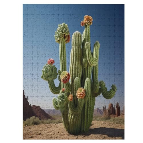 Kaktus 500 Teile Puzzles Für Erwachsene Holzpuzzle Familienpuzzlespiel Stressabbau-Puzzle Für Erwachsene Kinder Ab 12 Jahren 55×41cm von LCWWW