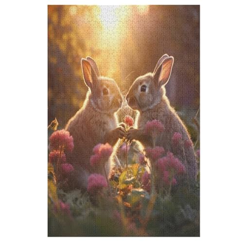 Kaninchen Puzzles Für Erwachsene, 1000-teiliges Holzpuzzle, Geeignet Für Kinder Ab 12 Jahren, Die Pädagogische Puzzle Lernen 78×53cm von LCWWW