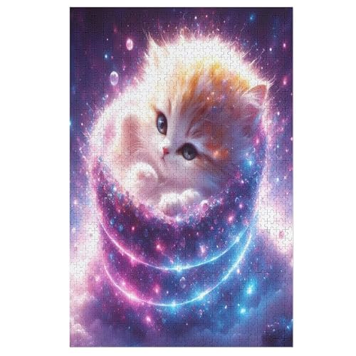 Katze 1000 Teile Puzzles Für Erwachsene, Impossible Puzzle, Geschicklichkeitsspiel Für Die Ganze Familie, Kinder Holzpuzzle 78×53cm von LCWWW