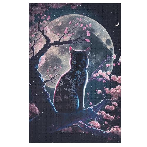 Katze Holzpuzzle 1000 Teile,Puzzles Für Erwachsene, Impossible Puzzle, Kinder Legespiel 78×53cm von LCWWW