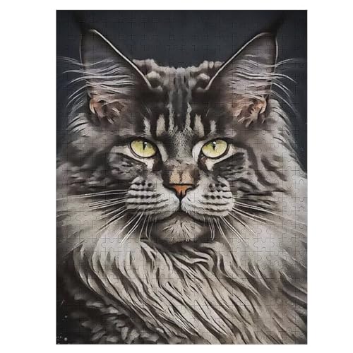 Katze Holzpuzzle Erwachsene - 500 Teiliges Jigsaw Knobelspiel - Puzzle Für Erwachsene & Kinder - Outdoor & Reisespielzeug 55×41cm von LCWWW