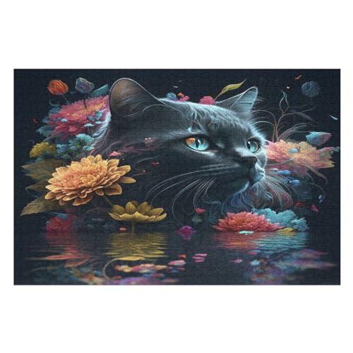 Katze Puzzle 1000 Teile, Holzpuzzle Für Erwachsene Kinder, Impossible Puzzles, Geschicklichkeitsspiel Für Die Ganze Familie （75×50cm） von LCWWW