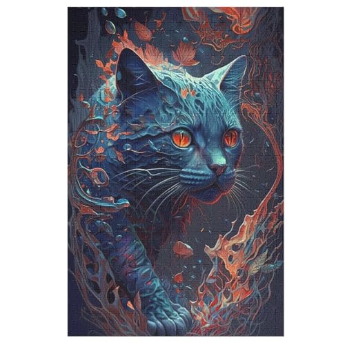 Katze Puzzle Für Erwachsene,1000-teiliges Puzzles, Für Kinder,Holzpuzzle,Lernspielzeug, 78×53cm von LCWWW