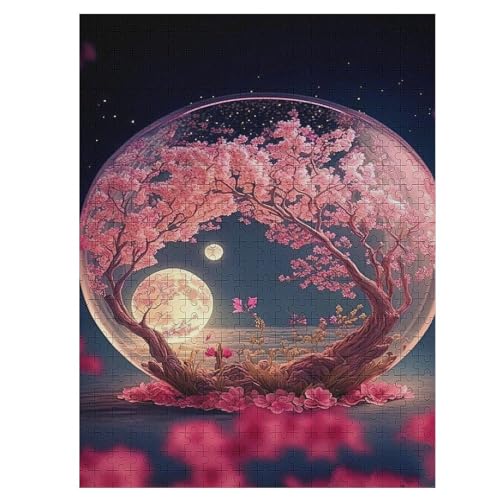 Kirschbaumkunst Japan-Puzzle Für Erwachsene, 500 Teile, Holzpuzzle, Kinderpuzzle, Dekompressionsspiel, Spielzeugpuzzle 55×41cm von LCWWW