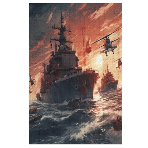 Kriegsschiff Holzpuzzle 1000 Teile Klassische Puzzles Erwachsene Kinder Puzzle DIY Kit Holzspielzeug Einzigartiges Geschenk 78×53cm von LCWWW