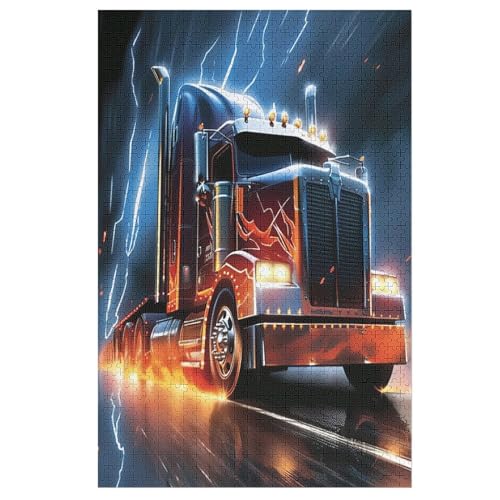LKW Holzpuzzle 1000 Teile, Knobelspiele Für Erwachsene, Teenager, Puzzles Unmögliche - Kinder Puzzle Zimmer Deko 78×53cm von LCWWW
