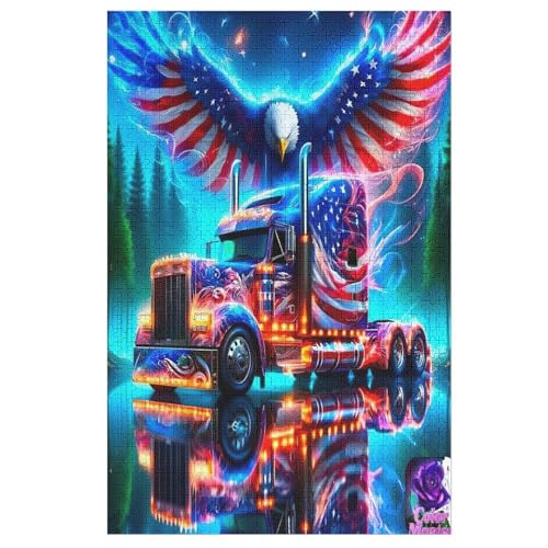 LKW Holzpuzzle 1000 Teile Klassische Puzzles Erwachsene Kinder Puzzle DIY Kit Holzspielzeug Einzigartiges Geschenk 78×53cm von LCWWW