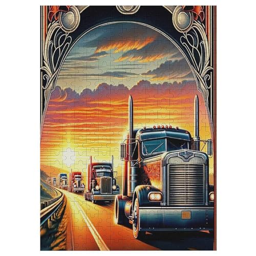 LKW Holzpuzzle 300 Teile, Knobelspiele Für Erwachsene, Teenager, Puzzles Unmögliche - Kinder Puzzle Zimmer Deko 42×30cm von LCWWW