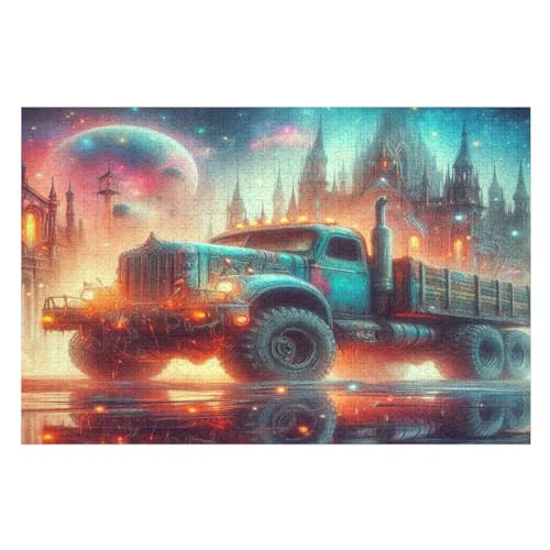 LKW-Muster Puzzles 1000 Teile Erwachsener Kniffel Spaß Für Die Ganze Familie, Holzpuzzle Kinder Erwachsene, Impossible Puzzle Schwer （75×50cm） von LCWWW