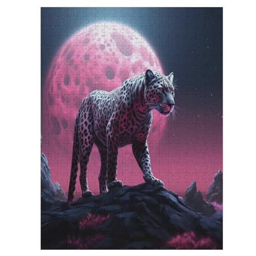 Leopard Holzpuzzle 500 Teile, Knobelspiele Für Erwachsene, Teenager, Puzzles Unmögliche - Kinder Puzzle Zimmer Deko 55×41cm von LCWWW
