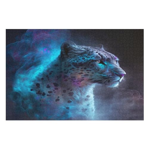 Leopard Puzzle 1000 Teile, Holzpuzzle Herausforderndes Geschicklichkeitsspiel Für Die Ganze Familie, Kinder Erwachsenenpuzzle Ab 12 Jahren （75×50cm） von LCWWW