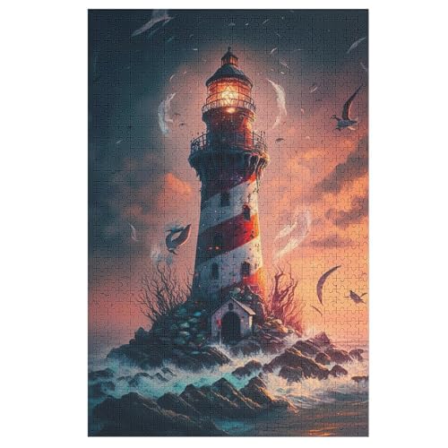 Leuchtturm-Puzzlespiel Aus Holz, 1000 Puzzleteile, Kreatives Puzzle Für Teenager Und Erwachsene, Kreatives Spielzeug, Puzzles, 78×53cm von LCWWW
