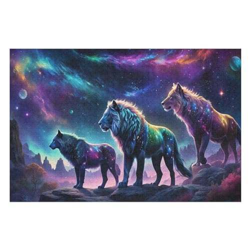 Löwe 1000 Teile Premium-Puzzles Für Erwachsene Kinder- Holzpuzzles Spaß Und Lernspiele - Perfekte Puzzle-Geschenke （75×50cm） von LCWWW