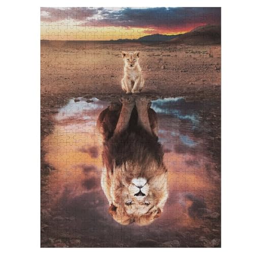 Löwe Puzzle Für Erwachsene 500 Teile Premium Recyceltes Brett Zum Lernen, Lernspielzeug, Familienspiele Kinder Holzpuzzle 55×41cm von LCWWW