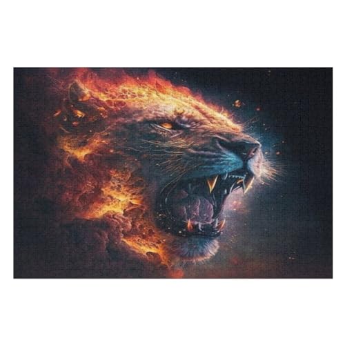Löwe Puzzles 1000 Teile Erwachsener Kniffel Spaß Für Die Ganze Familie, Holzpuzzle Kinder Erwachsene, Impossible Puzzle Schwer （75×50cm） von LCWWW