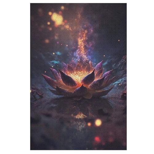 Lotus Flower Holzpuzzle 1000 Teile, Knobelspiele Für Erwachsene, Teenager, Puzzles Unmögliche - Kinder Puzzle Zimmer Deko 78×53cm von LCWWW