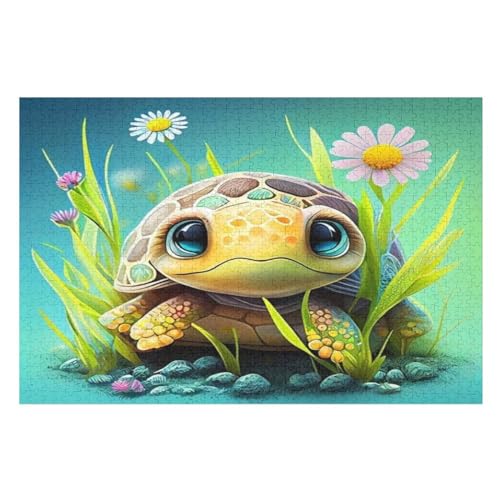 Meeresschildkröte 1000 Teile Holzpuzzle,einzigartiges Puzzle, Geschenk Für Erwachsene,Familienspiel,Herausforderungsaktivität,（75×50cm） von LCWWW