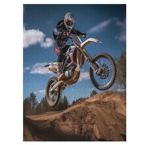 Motocross Holzpuzzle 500 Teile Klassische Puzzles Erwachsene Kinder Puzzle DIY Kit Holzspielzeug Einzigartiges Geschenk 55×41cm von LCWWW
