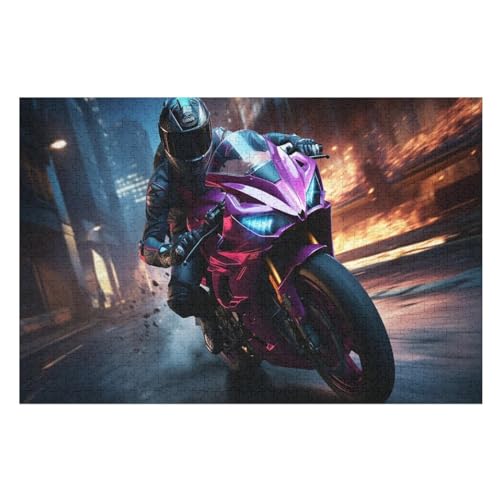 Motorrad Holzpuzzle 1000 Teile Klassische Puzzles Erwachsene Kinder Puzzle DIY Kit Holzspielzeug Einzigartiges Geschenk （75×50cm） von LCWWW