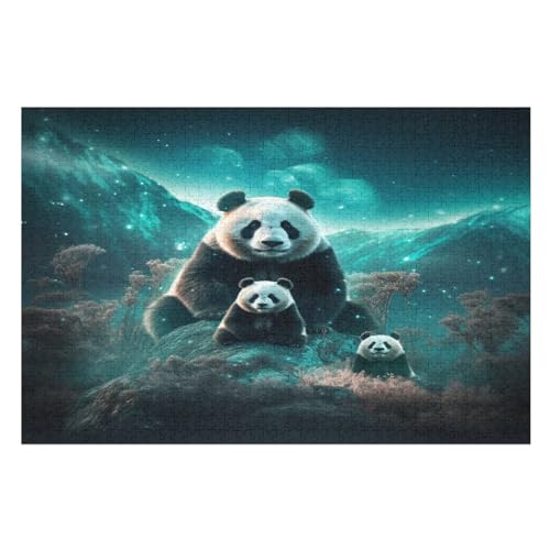 Panda Holzpuzzle Für Erwachsene Teenager Stress Abbauen Familien-Puzzlespiel Poster 1000-teiliges Puzzle Kinder Lernspiel （75×50cm） von LCWWW