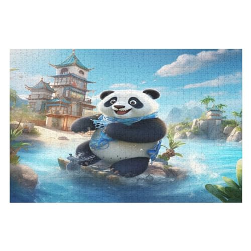 Panda -Puzzle, 1000 Teile,Holzpuzzle Für Erwachsene Kinder, Lustiges Spielzeug, Denkspiel, Bildungsspiel, （75×50cm） von LCWWW