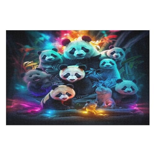Panda -Puzzle, 1000 Teile,Holzpuzzle Für Erwachsene Kinder, Lustiges Spielzeug, Denkspiel, Bildungsspiel, （75×50cm） von LCWWW