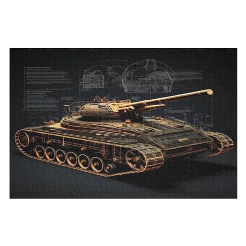 Panzer Puzzles 1000 Teile Erwachsener Kniffel Spaß Für Die Ganze Familie, Holzpuzzle Kinder Erwachsene, Impossible Puzzle Schwer （75×50cm） von LCWWW