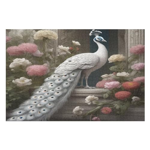 Pfau Puzzle 1000 Teile, Holzpuzzle Herausforderndes Geschicklichkeitsspiel Für Die Ganze Familie, Kinder Erwachsenenpuzzle Ab 12 Jahren （75×50cm） von LCWWW