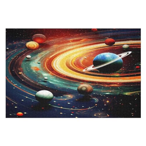 Planet Puzzle 1000 Teile, Holzpuzzle Für Erwachsene Kinder, Impossible Puzzles, Geschicklichkeitsspiel Für Die Ganze Familie （75×50cm） von LCWWW