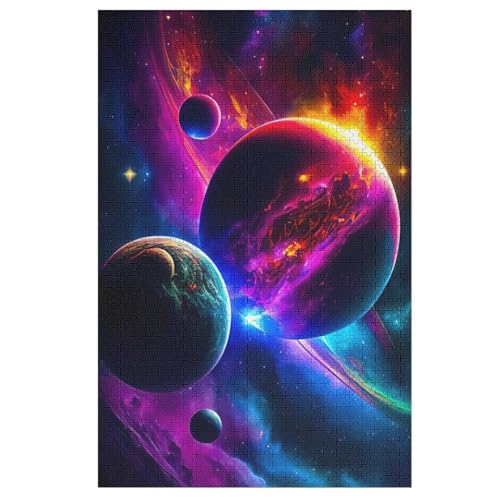 Planet Sternenhimmel Holzpuzzle - Puzzle Für Erwachsene, 1000-teilige Puzzles Für Teenager Und Kinder, Herausfordernde Spiele 78×53cm von LCWWW