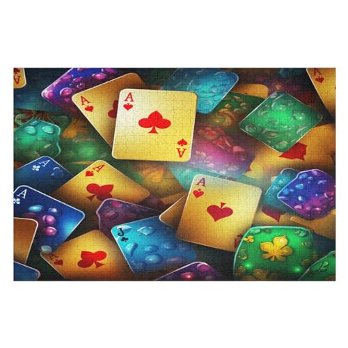 Poker-Muster Puzzle Für Erwachsene,1000-teiliges Puzzles, Für Kinder,Holzpuzzle,Lernspielzeug, （75×50cm） von LCWWW