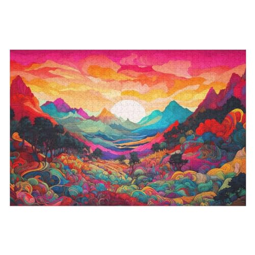 Psychedelische abstrakte Kunst Puzzles 1000 Teile Erwachsener Kniffel Spaß Für Die Ganze Familie, Holzpuzzle Kinder Erwachsene, Impossible Puzzle Schwer （75×50cm） von LCWWW