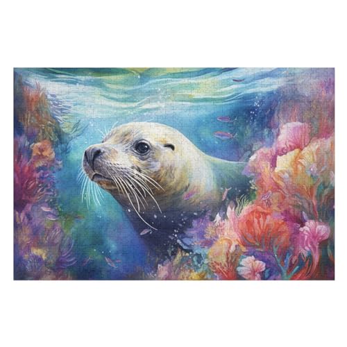 Puzzle 1000 Teile Robbe Holzpuzzle Für Erwachsene Lernspiel Herausforderungsspielzeug The Puzzles Für Erwachsene Kinder （75×50cm） von LCWWW