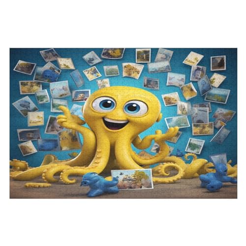 Puzzle 1000 Teile Süßer Oktopus Holzpuzzle Für Erwachsene Lernspiel Herausforderungsspielzeug The Puzzles Für Erwachsene Kinder （75×50cm） von LCWWW