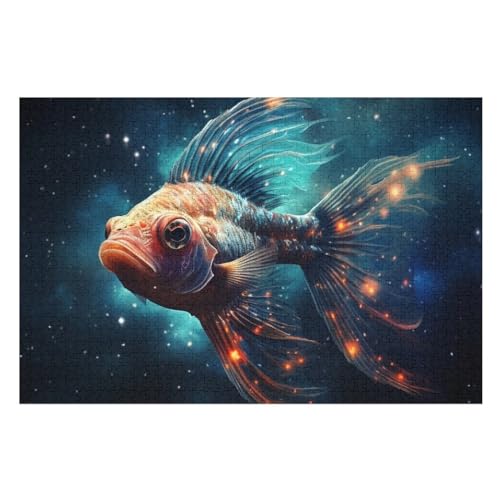 Puzzle Fisch, 1000 Puzzleteile Für Kinder, Holzpuzzles, Geeignet Für Erwachsene Lernspiel, （75×50cm） von LCWWW