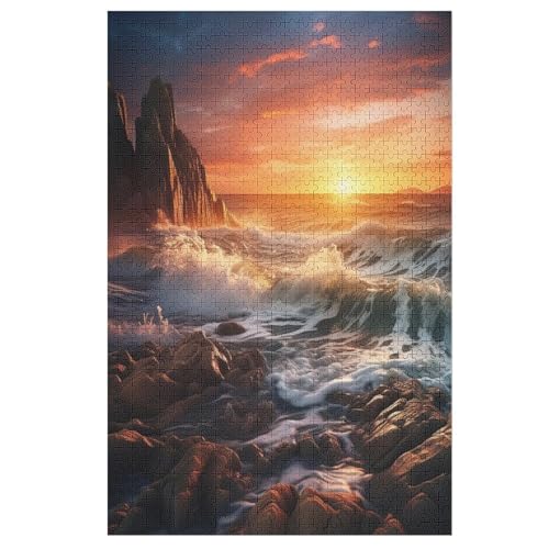 Puzzle Für Erwachsene, Sonnenuntergang, 1000 Puzzleteile Für Kinder, Holzpuzzles, Geeignet Für Erwachsene Lernspiel, 78×53cm von LCWWW